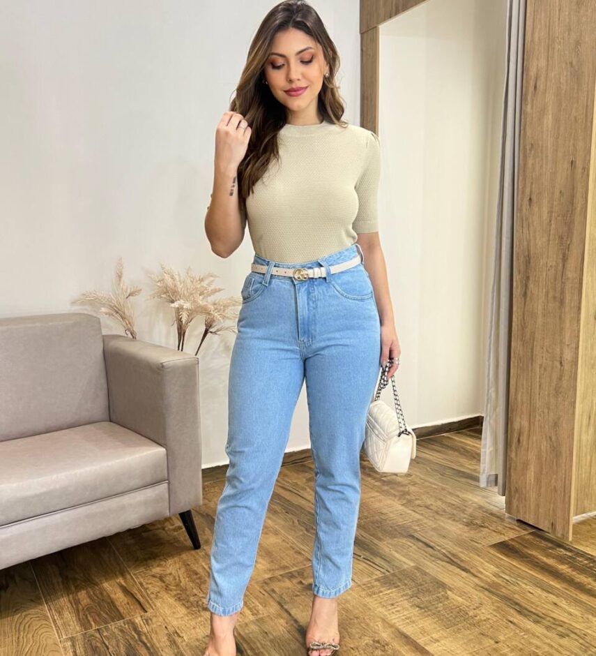 Blusa Feminina Manga Curta Mia Modal com Textura Nude - Fernanda Ramos Store
