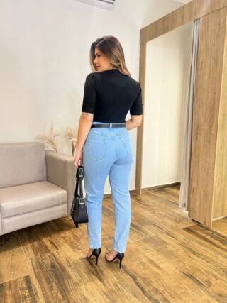 Blusa Feminina Manga Curta Mia Modal com Textura Preta - Fernanda Ramos Store