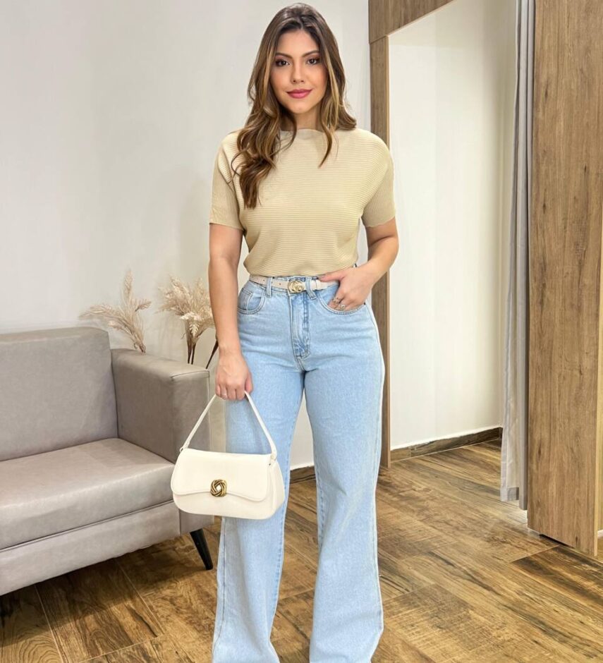 Blusa Feminina Modal Manga Curta Tália Nude - Fernanda Ramos Store