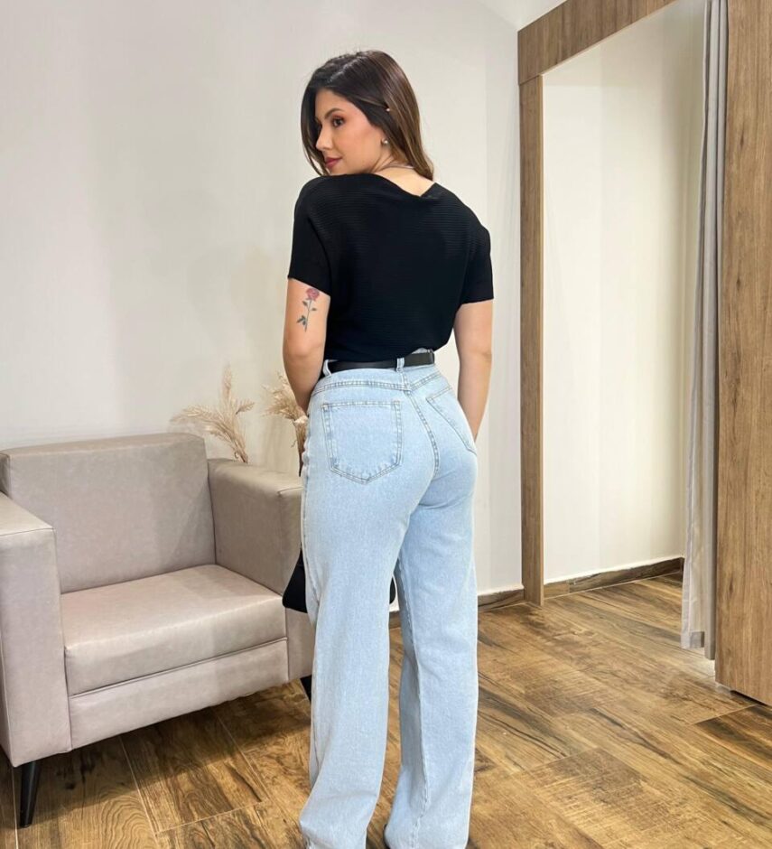 Blusa Feminina Modal Manga Curta Tália Preta - Fernanda Ramos Store