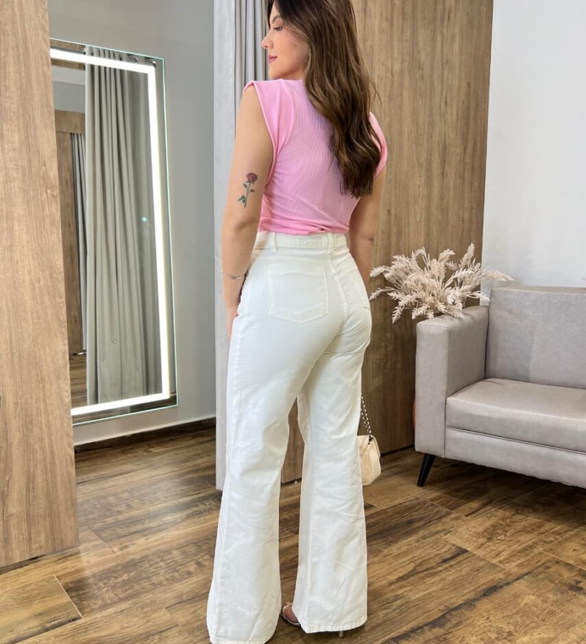 Blusa Tee Muscle Feminina Rebeca Canelada Rosa - Fernanda Ramos Store