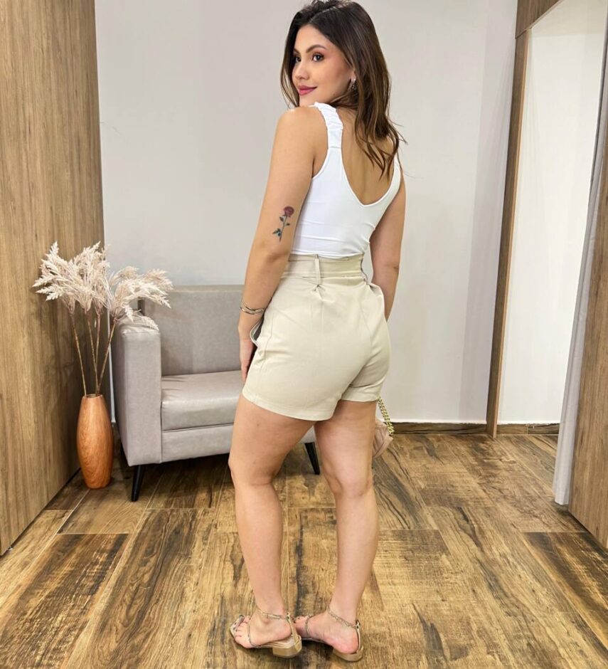 Body Feminino Júlia sem Bojo Detalhe na Alça com Fecho Branco - Fernanda Ramos Store