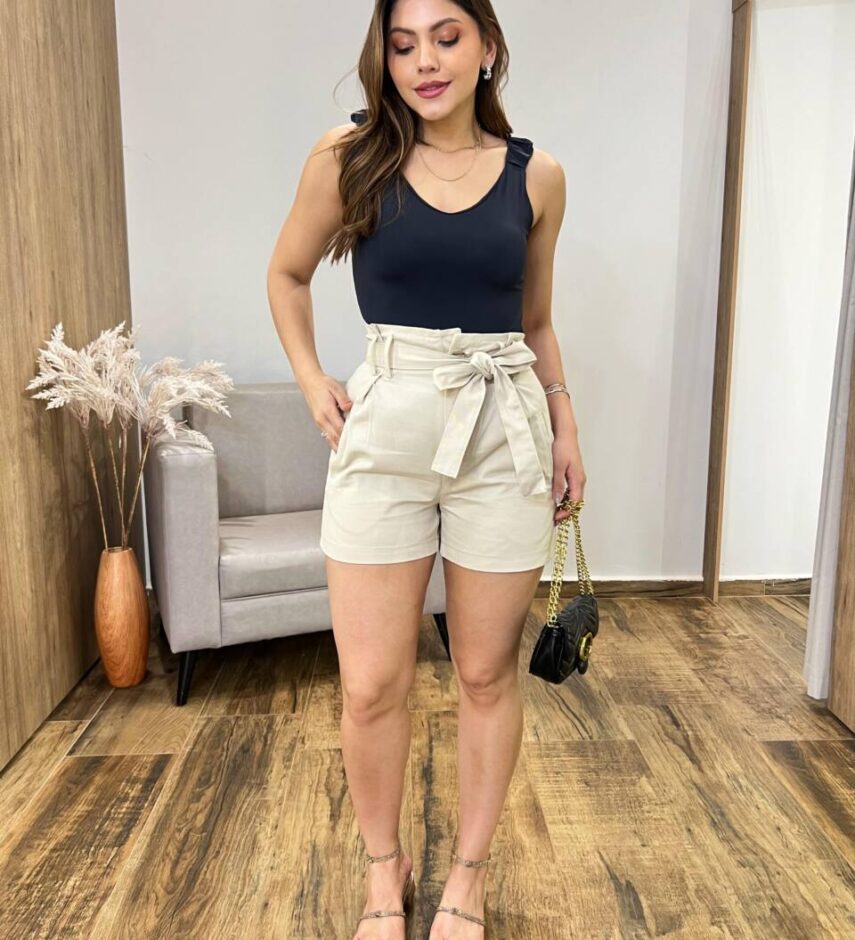 Body Feminino Júlia sem Bojo Detalhe na Alça com Fecho Preto - Fernanda Ramos Store