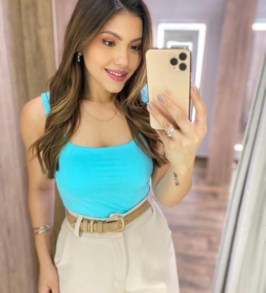 Body Feminino Lara sem Bojo Recorte em U com Fecho Azul - Fernanda Ramos Store