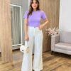 Calça Jeans Feminina Isa Wide Leg Off White - Fernanda Ramos Store