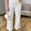 Calça Jeans Feminina Isa Wide Leg Off White - Fernanda Ramos Store