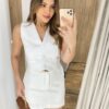 Colete Feminino Maria Alfaiataria com Botões e Bolso Falso Branco - Fernanda Ramos Store