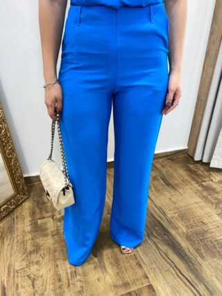 Conjunto Ana Blusa Tomara que Caia com Bojo e Amarração e Calça Azul - Fernanda Ramos Store