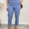 Conjunto Bella Cropped sem Bojo Alça Regulável Calça com Cinto Azul - Fernanda Ramos Store