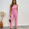 Conjunto Bella Cropped sem Bojo Alça Regulável Calça com Cinto Rosa - Fernanda Ramos Store