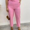 Conjunto Bella Cropped sem Bojo Alça Regulável Calça com Cinto Rosa - Fernanda Ramos Store