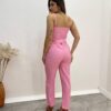 Conjunto Bella Cropped sem Bojo Alça Regulável Calça com Cinto Rosa - Fernanda Ramos Store