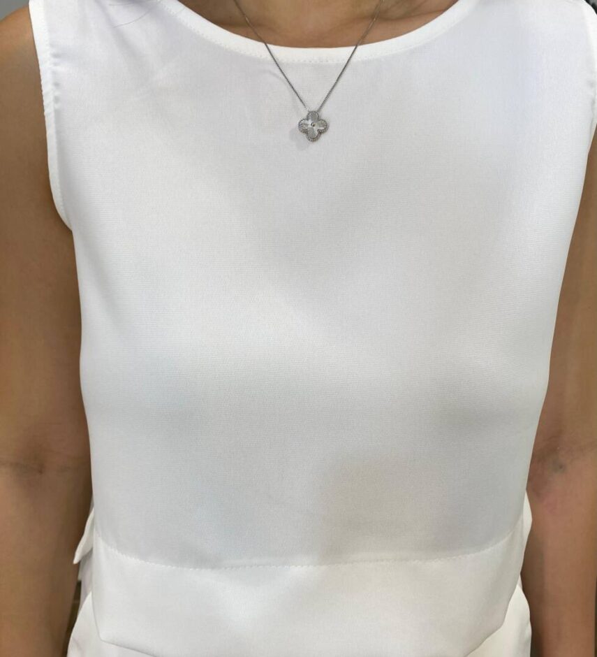 Conjunto Feminino Alfaiataria Chloe Cropped e Short com Cinto Branco - Fernanda Ramos Store