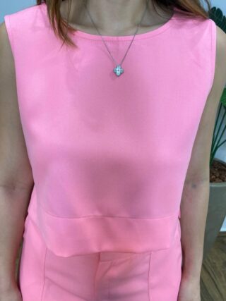 Conjunto Feminino Alfaiataria Chloe Cropped e Short com Cinto Rosa - Fernanda Ramos Store