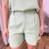 Conjunto Feminino Alfaiataria Luna Blusa Manga Curta e Short Verde - Fernanda Ramos Store