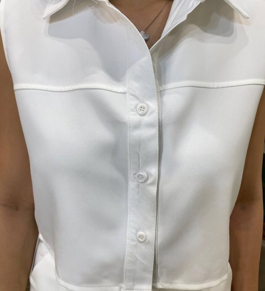 Conjunto Feminino Alfaiataria Malu Cropped com Botões e Short Branco - Fernanda Ramos Store