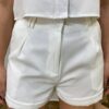 Conjunto Feminino Alfaiataria Malu Cropped com Botões e Short Branco - Fernanda Ramos Store