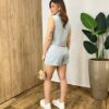 Conjunto Feminino Alfaiataria Malu Cropped com Botões e Short Cinza - Fernanda Ramos Store