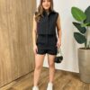 Conjunto Feminino Alfaiataria Malu Cropped com Botões e Short Preto - Fernanda Ramos Store