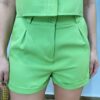 Conjunto Feminino Alfaiataria Malu Cropped com Botões e Short Verde - Fernanda Ramos Store