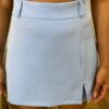 Conjunto Feminino Bella Cropped sem Bojo e Short Saia com Zíper Azul - Fernanda Ramos Store