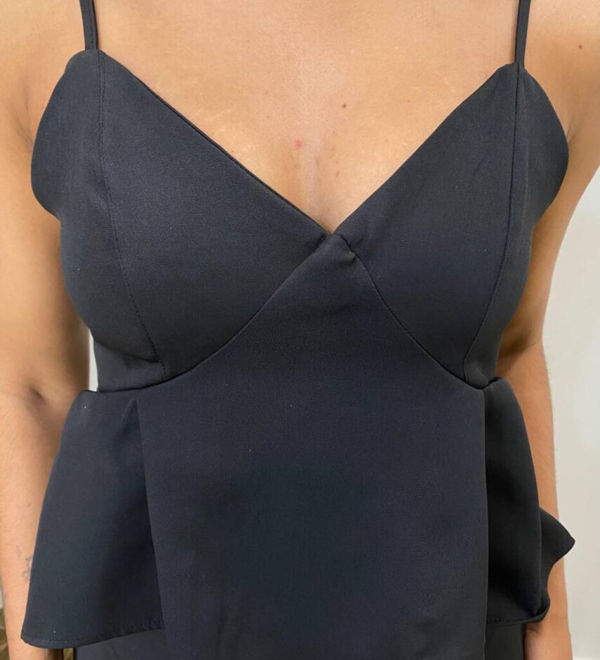 Conjunto Feminino Bella Cropped sem Bojo e Short Saia com Zíper Preto - Fernanda Ramos Store