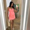 Conjunto Feminino Bella Cropped sem Bojo e Short Saia com Zíper Rosa - Fernanda Ramos Store