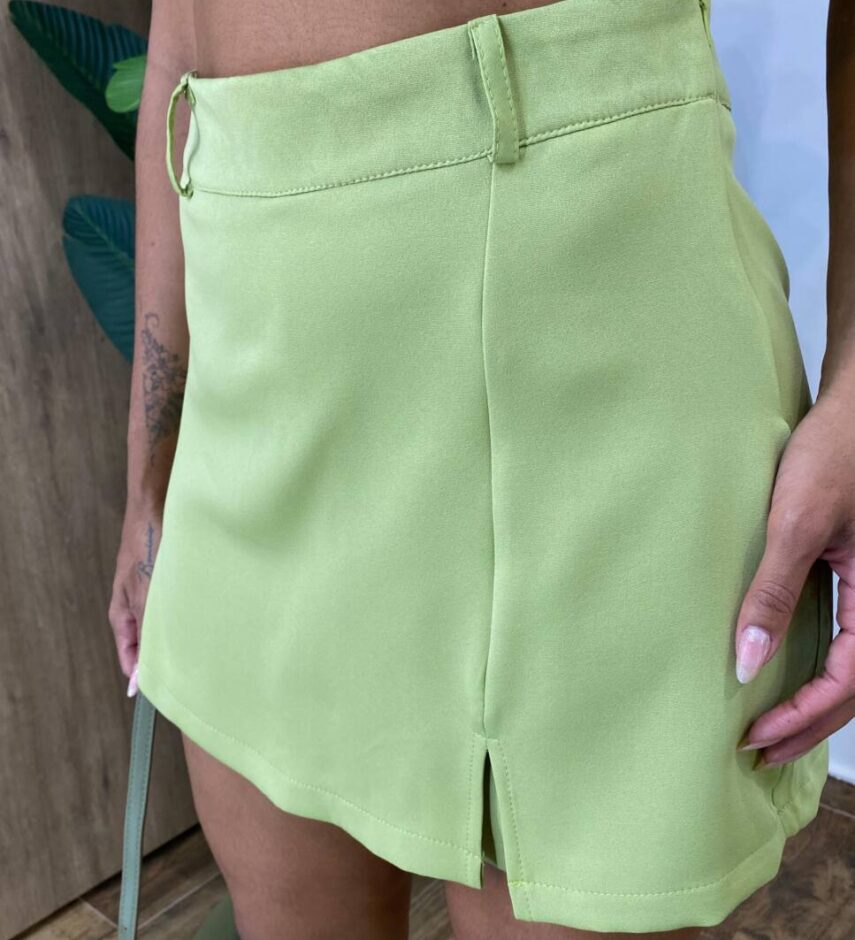 Conjunto Feminino Bella Cropped sem Bojo e Short Saia com Zíper Verde - Fernanda Ramos Store