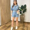 Conjunto Feminino Clara Camisa com Bolso e Short Cru - Fernanda Ramos Store