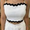 Conjunto Feminino Cropped sem Bojo e Short com Cinto Sianinha Branco - Fernanda Ramos Store