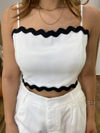 Conjunto Feminino Cropped sem Bojo e Short com Cinto Sianinha Branco - Fernanda Ramos Store