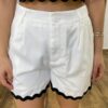 Conjunto Feminino Cropped sem Bojo e Short com Cinto Sianinha Branco - Fernanda Ramos Store