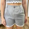 Conjunto Feminino Cropped sem Bojo e Short com Cinto Sianinha Cinza - Fernanda Ramos Store