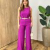 Conjunto Feminino Fernanda Regata e Calça Pantalona Fúcsia - Fernanda Ramos Store