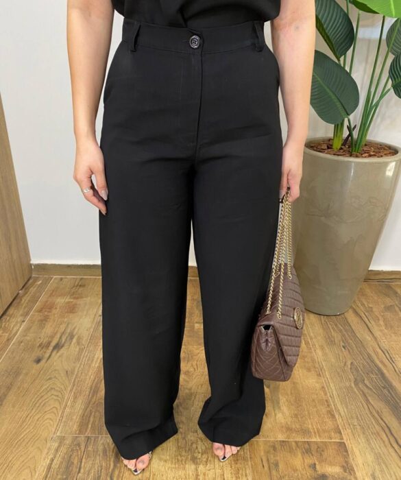 Conjunto Feminino Fernanda Regata e Calça Pantalona Preto - Fernanda Ramos Store