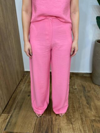 Conjunto Feminino Fernanda Regata e Calça Pantalona Rosa - Fernanda Ramos Store