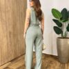 Conjunto Feminino Fernanda Regata e Calça Pantalona Verde Oliva - Fernanda Ramos Store