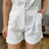 Conjunto Feminino Malu Colete e Short Branco - Fernanda Ramos Store