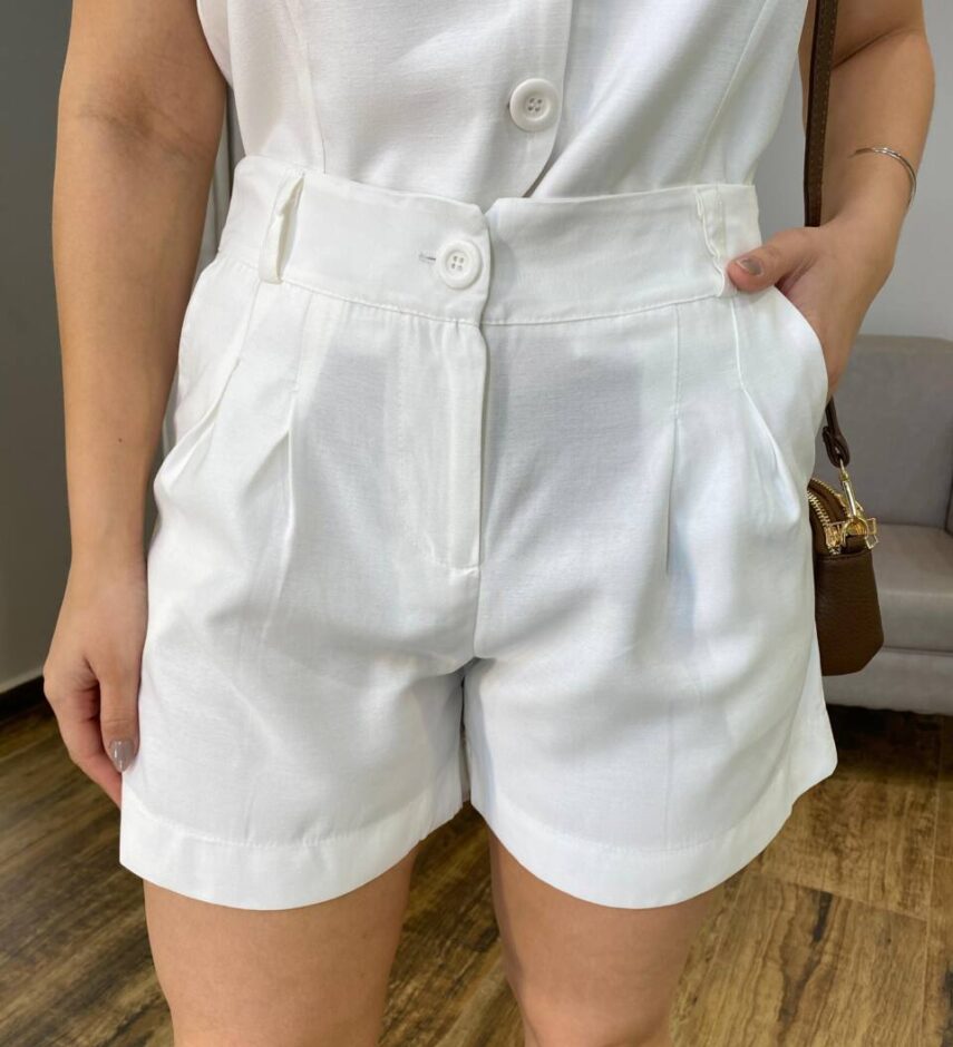 Conjunto Feminino Malu Colete e Short Branco - Fernanda Ramos Store