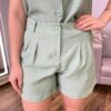 Conjunto Feminino Malu Colete e Short Verde Olivia - Fernanda Ramos Store