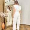 Conjunto Viscolinho Cropped e Calça Pantalona com Cinto Branco - Fernanda Ramos Store