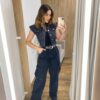 Cropped Feminino Ester sem Bojo Jeans com Botões Preto - Fernanda Ramos Store