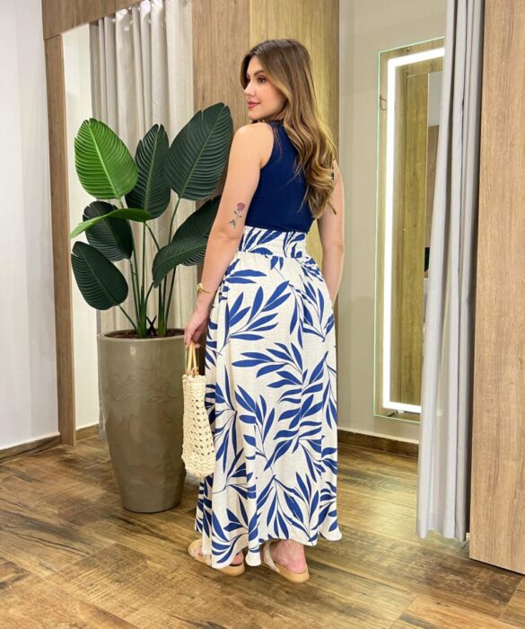 Cropped Feminino sem Bojo Júlia Malha Canelada Azul Marinho - Fernanda Ramos Store