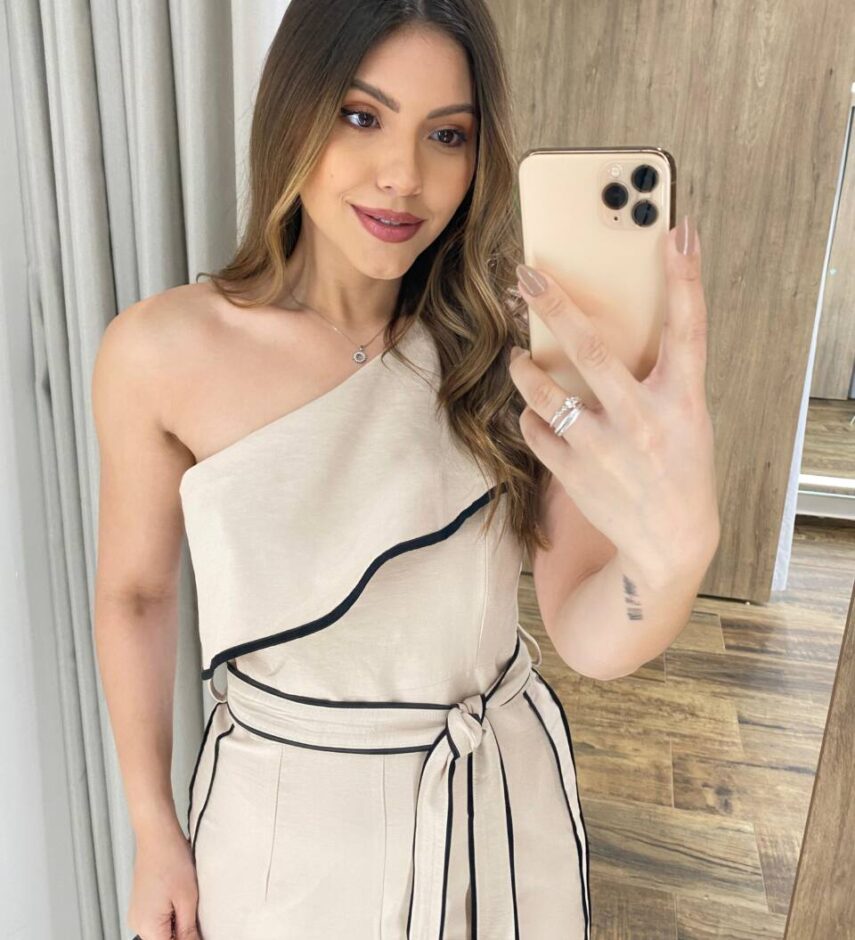 Macacão Longo Mariana Nula Manga sem Bojo com Amarração Nude - Fernanda Ramos Store