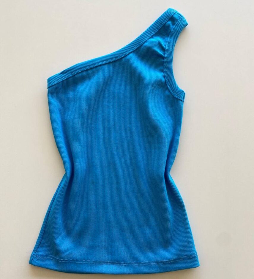 Regata Feminina Nula Manga Isabelly Canelada Azul - Fernanda Ramos Store