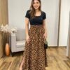 Saia Feminina Longa Luísa com Bolsos e Fenda Estampada Animal Print - Fernanda Ramos Store