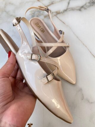 Sapatilha Feminina Margore Slingback de Verniz Nude - Fernanda Ramos Store