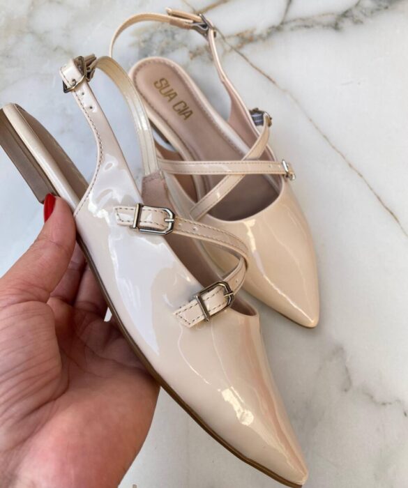 Sapatilha Feminina Margore Slingback de Verniz Nude - Fernanda Ramos Store