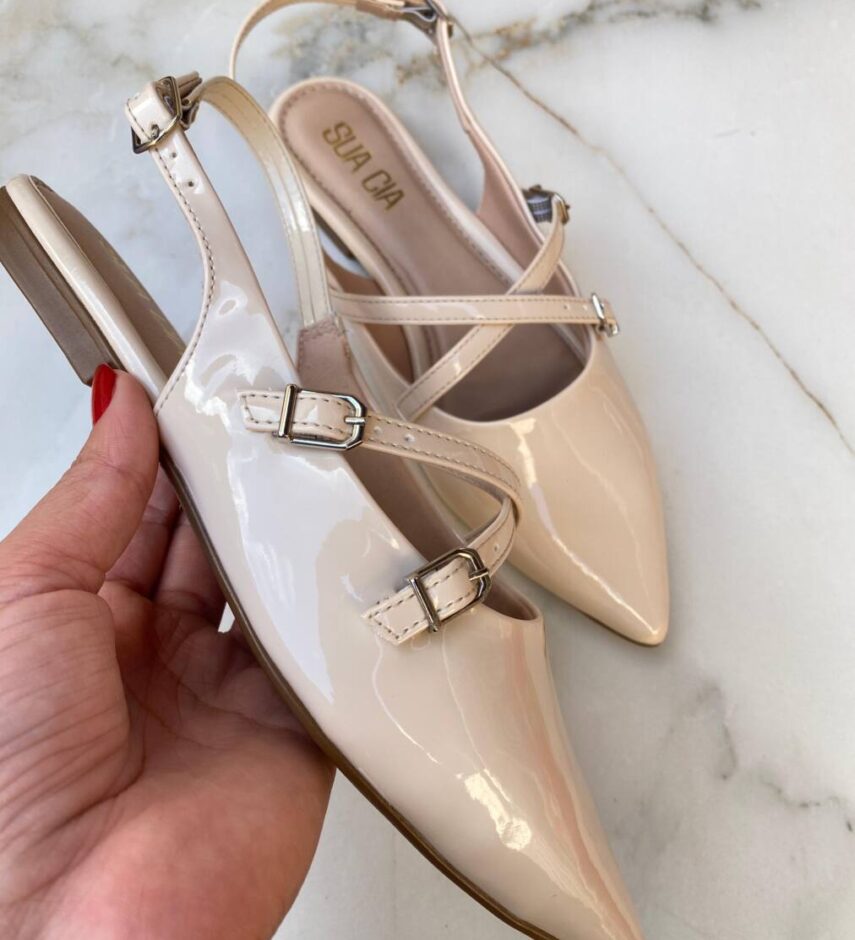 Sapatilha Feminina Margore Slingback de Verniz Nude - Fernanda Ramos Store