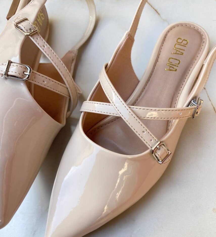 Sapatilha Feminina Margore Slingback de Verniz Nude - Fernanda Ramos Store